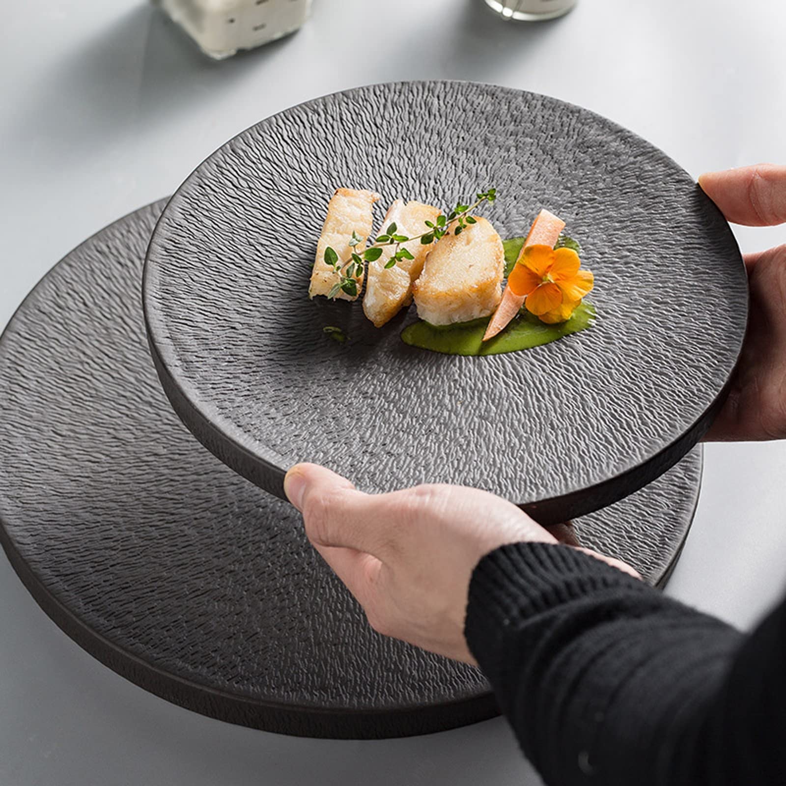 Plaque de Service Assiette à steak créative Assiette à manger occidentale Assiette à manger à la maison Assiette commerciale for la maison, le restaurant, l'hôtel Assiettes ( Color : Bianco , Size : S