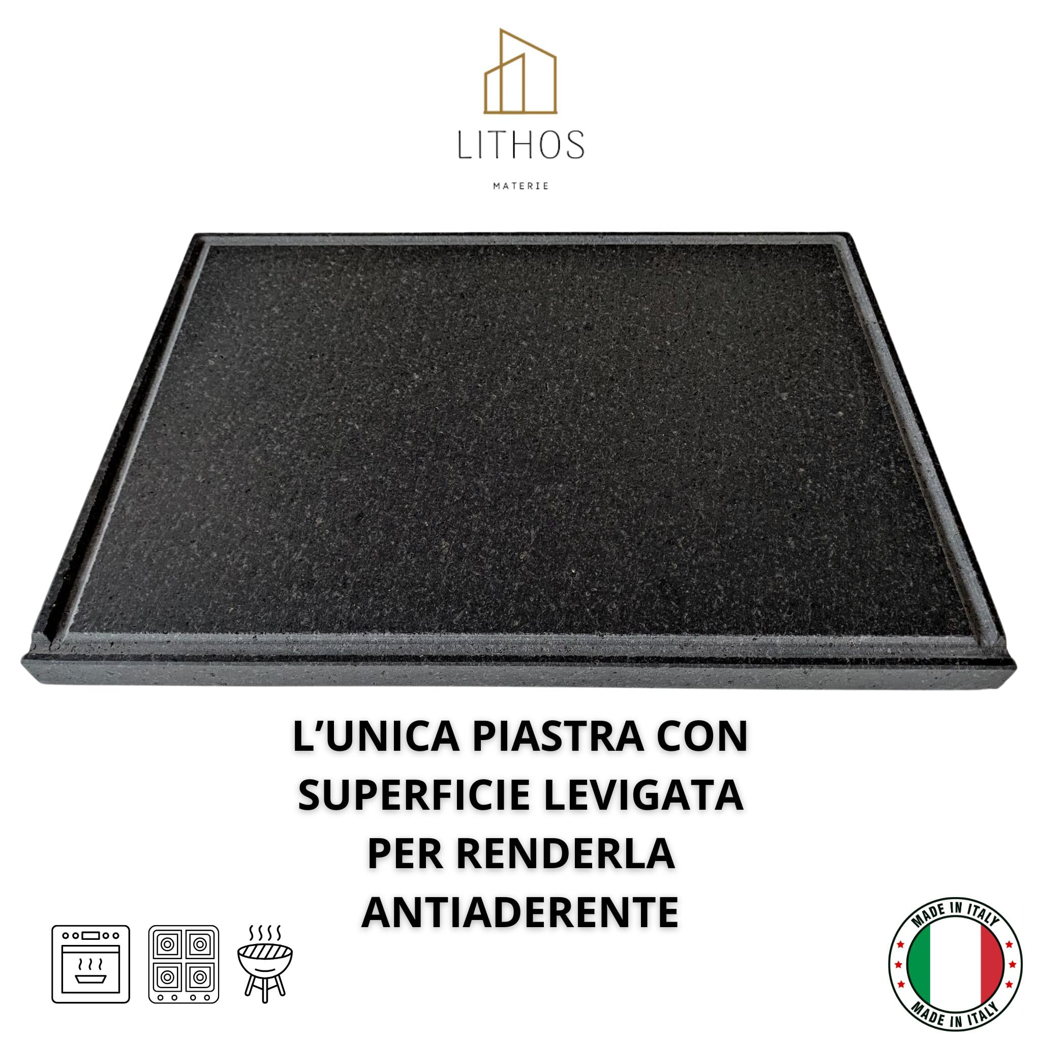 PIASTRA IN PIETRA LAVICA Ollare - Refrattaria dell’Etna per Forno Elettrico & Gas, Barbecue, Bistecchiera per Pizza e Carne – Misure a Scelta (60x40 cm3)