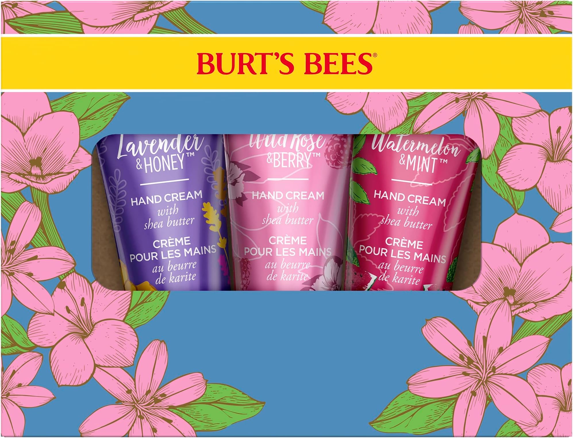 Easter Basket Stuffers, 3 Moisturizing Self Care Gifts for Her, Shea Butter Hand Cream Trio Spring Set - Lavender & Honey, Wild Rose & Berry and Watermelon & Mint (Packaging May Vary)