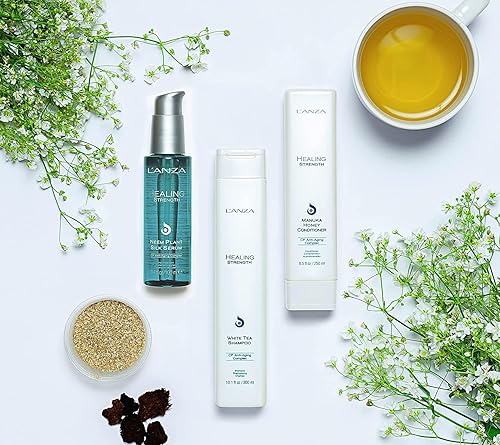 Miniatura 7 de L'ANZA Healing Strength Trio - Kit de cabello, champú de té blanco, acondicionador de miel de manuka y suero de seda para el cabello de planta de
