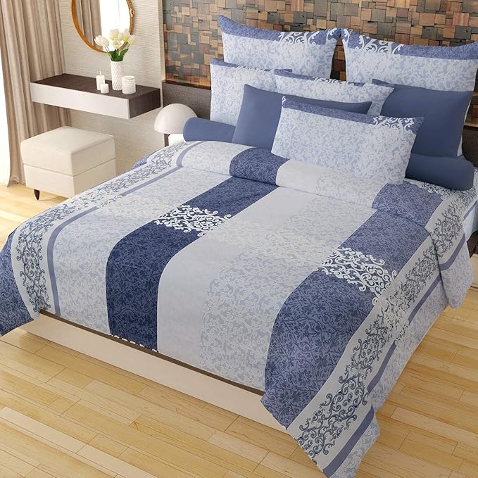 JYOTAKSH Premium Quilt Cover Double Bed with Zipper Blanket Cover / rajai Cover / Comforter Cover / Duvet Cover King Size Glace Cotton Warm Stuff (Dohars) Design 15 King Size 90x100 Inches