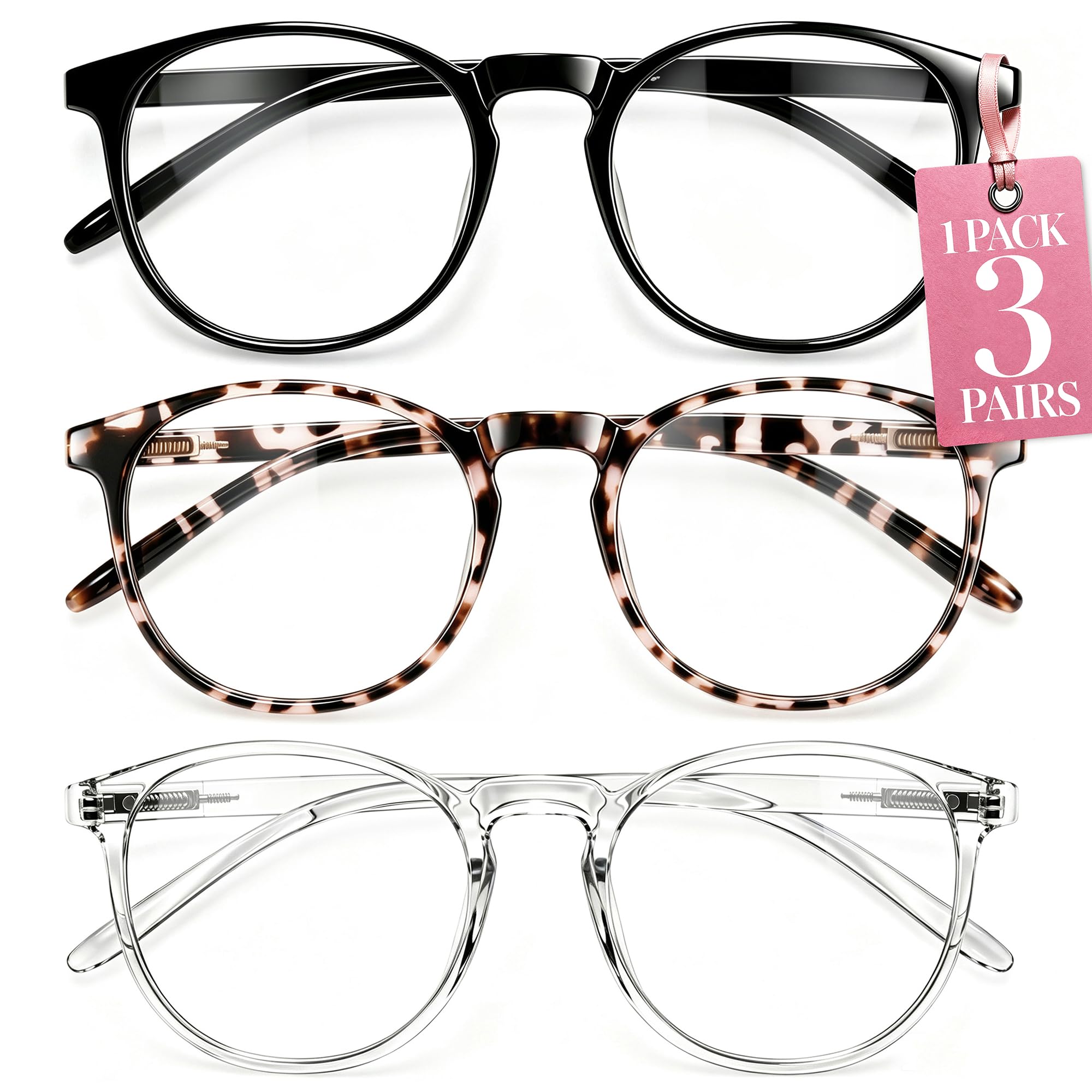IBOANN Blue Light Blocking Glasses for Women - 3 Pack