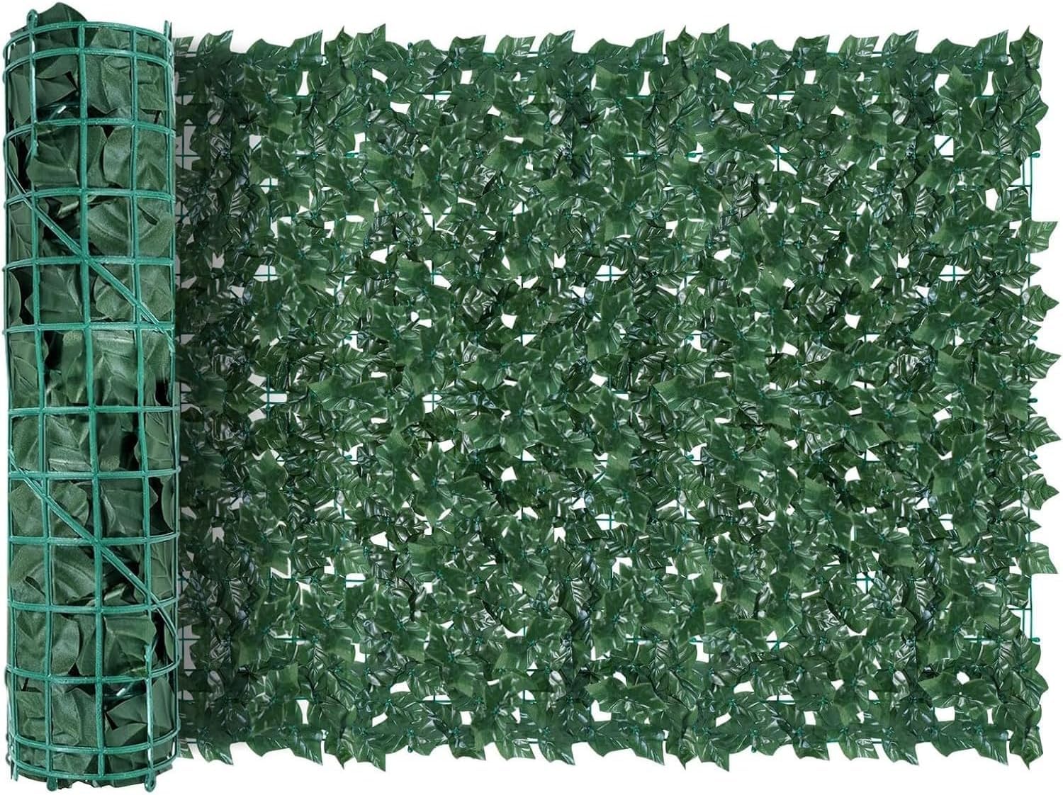Garden Artificial Screening,Artificial Hedge Wall,Artificial Ivy Fence Screening,Plastic Ivy Screening,Decorative Artificial Ivy Leaf Green Hedge Roll,100pcs Zip Ties (Deep Green Pothos, 3 * 1.5m)