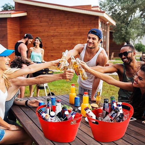 Miniatura 6 de 6 cubos de hielo a granel, cubos de hielo de plástico con asas, bañera de almacenamiento ovalada, cubo de bebida de hielo de gran capacidad para