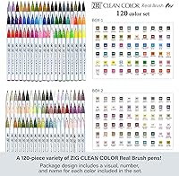 Vista 2 de Kuretake Zig Clean Color Real Brush Juego de 120 colores, rotuladores de punta de pincel, para profesionales y artistas, colorear, dibujo
