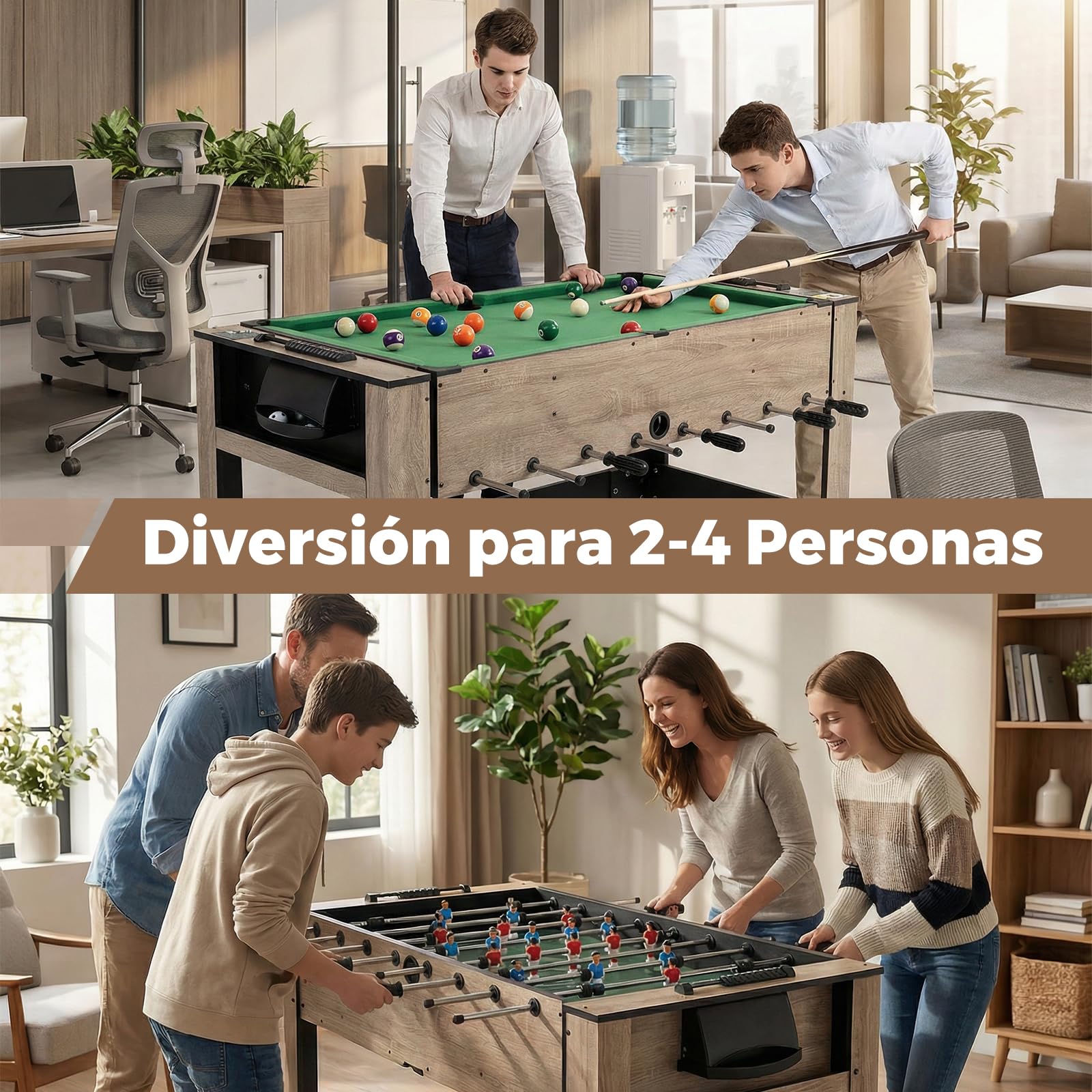 COSTWAY 2 en 1 Mesa Multijuegos Giratoria Futbolín y Billar para Adolescentes y Adultos