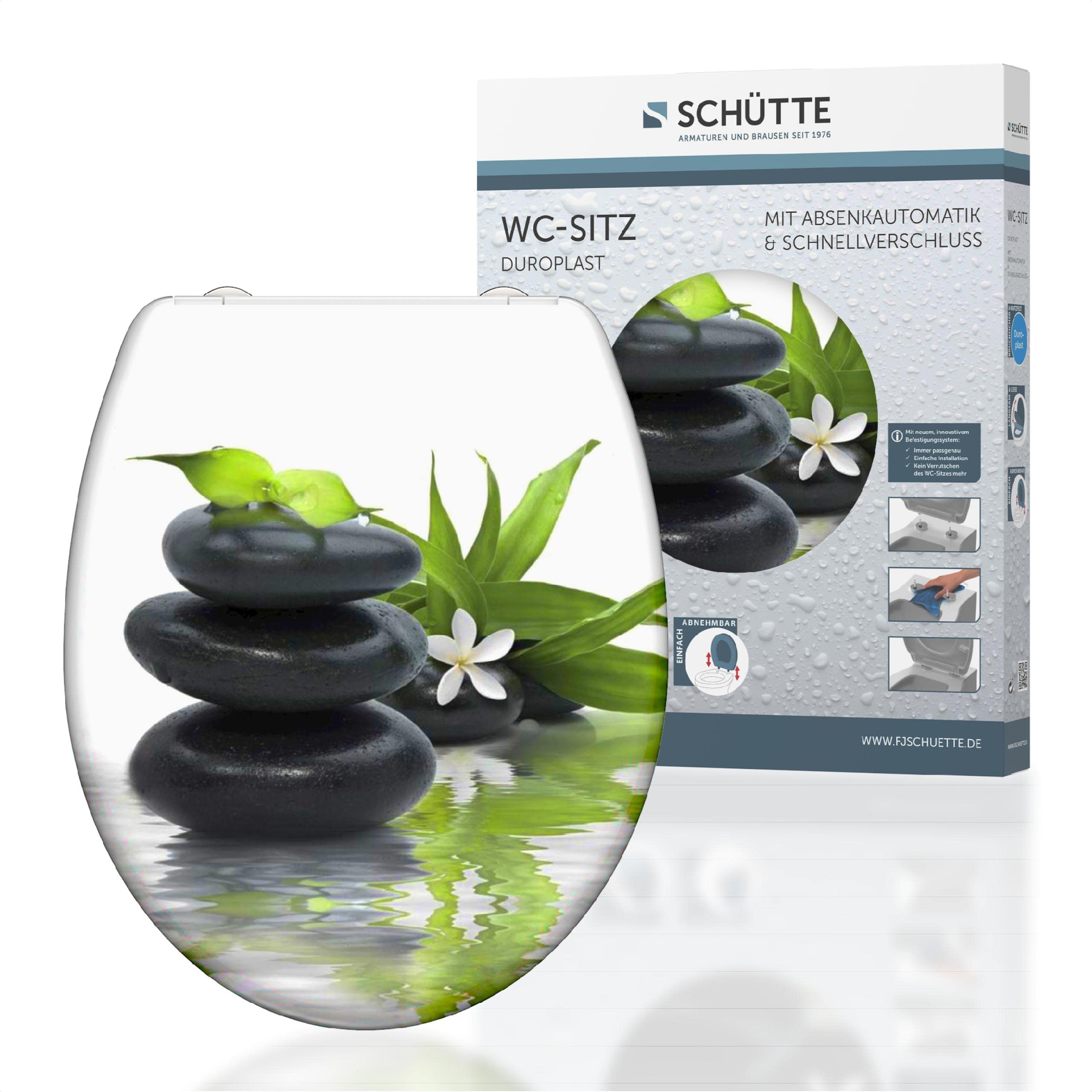 SCHÜTTE Sedile WC Duroplast JASMIN, sedile WC con abbassamento automatico e chiusura rapida per una facile pulizia, carico massimo sugli occhialini 150 kg, motivo pietre 82367