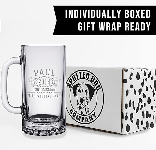 Miniatura 6 de Taza de cerveza de vidrio grabada personalizada de 16 onzas, taza de cerveza personalizada para hombres, regalos de cumpleaños 40 para hermano, taza