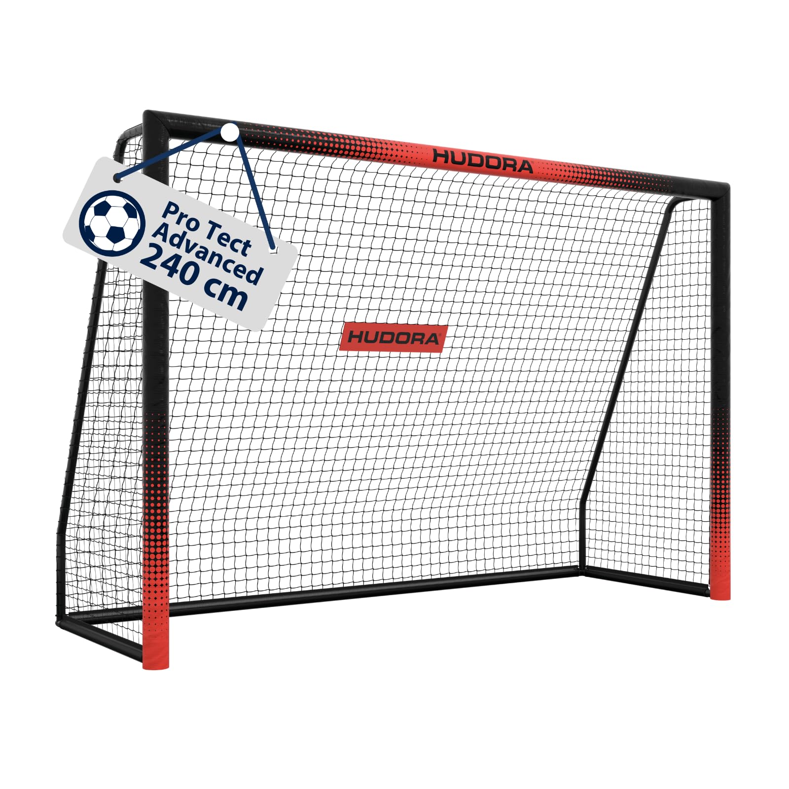 HUDORA Fußballtor Pro Tect Advanced – Outdoor Fußballtor mit Netz und wetterfester Ummantelung für Kinder/Erwachsene – Einfacher Aufbau im Garten – Tor mit Reiß- und Klettverschlüssen