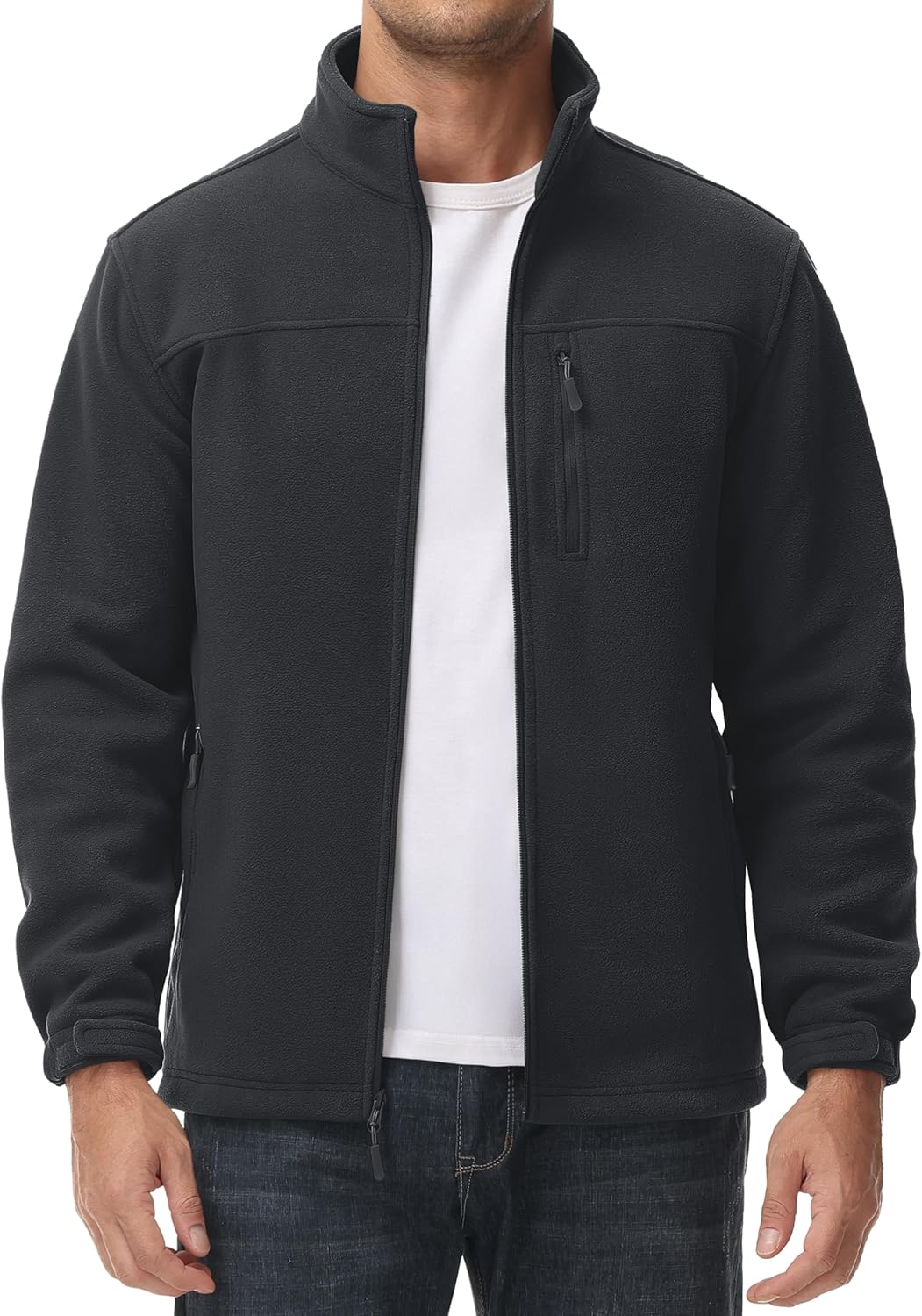 MAGCOMSEN Men's Winter Zip Up Polar Fleece Jacket Athletic Tactical Hiking Outdoor Jackets with 3 Pockets - Image 2