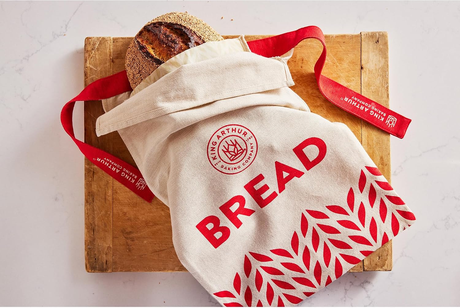 King Arthur Baking Company Reusable Bread Bag, Cotton and Beeswax-Coated Linen, Plastic-Free Storage