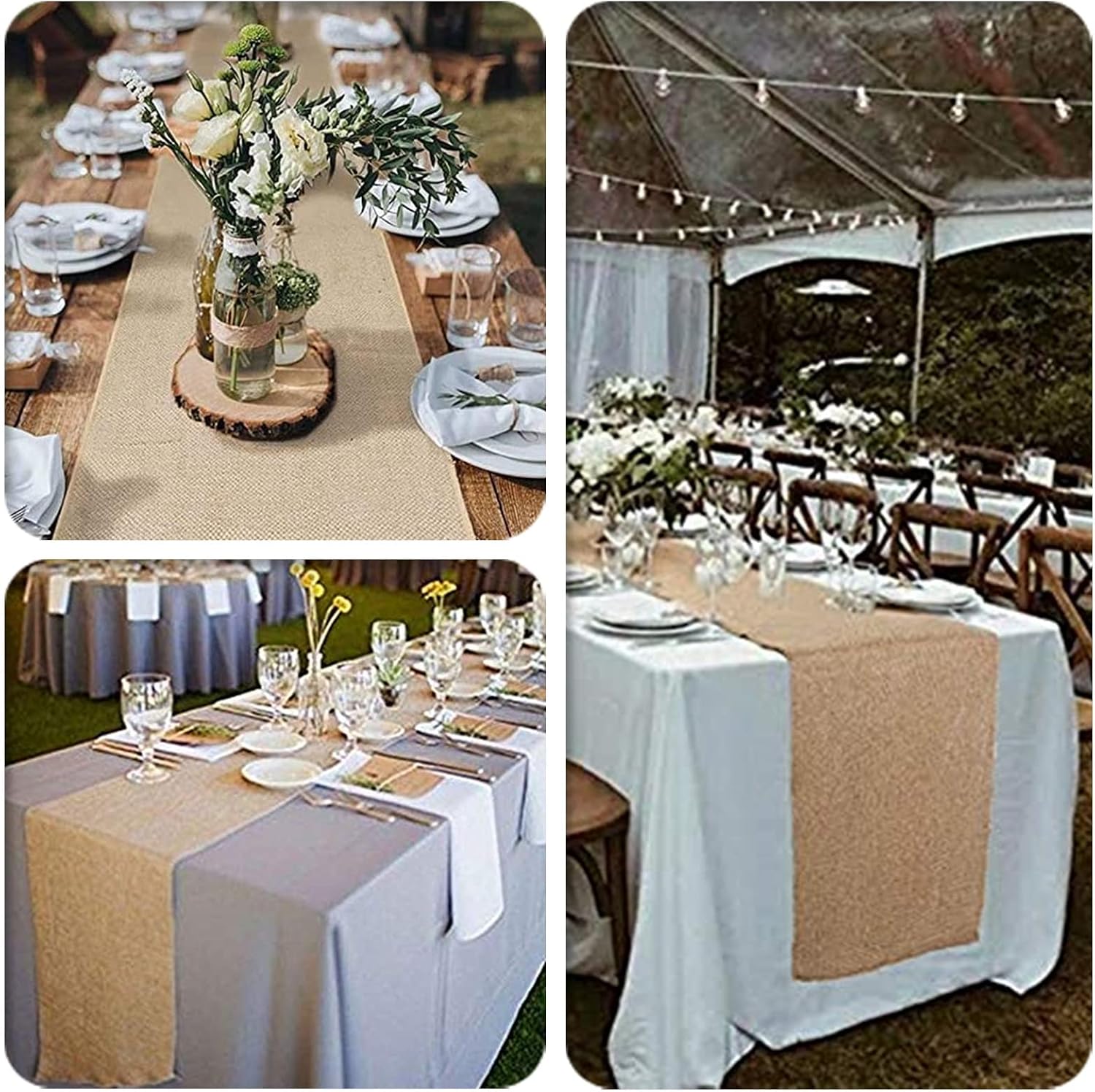 100% Natural Jute Burlap Table Runner 12" X108''- Rustic Wedding Party Decoration Table Runner Decoration - Dining Table Runner Roll - Kitchen Table Runner - Baby Shower Reception Jute Table Runner