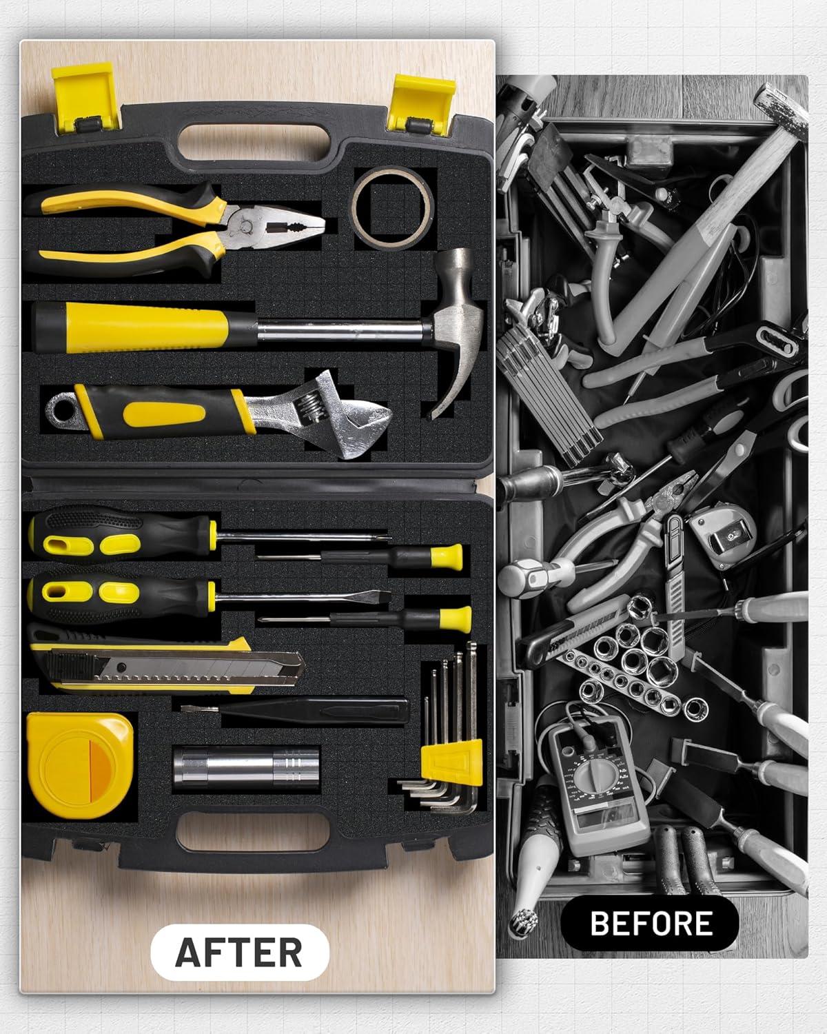 Pick and Pluck Foam 8-Pack (4P 16x12x2"+4P 16x12x0.4"). Tool Box Foam Organizer, High-Density Customizable Foam Inserts for Cases, Pre-Cubed Shadow Foam for Gun Case, Toolbox, Camera&Game Box Storage