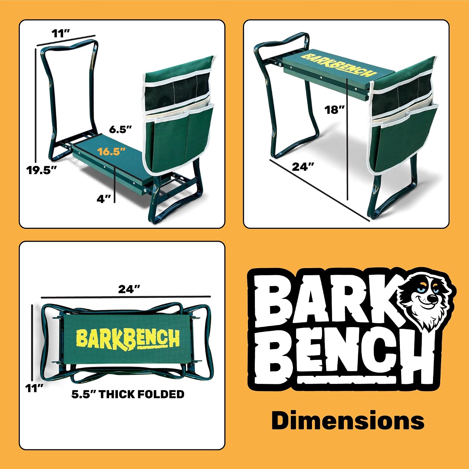 BarkBench 2-in-1 Foldable Kneeler and Seat – Multi-Use Padded Bench for Gardening, Dog Grooming, Bath Time & Home Projects. Great Gift for DIY Enthusiasts, Care Givers, Pet Owners and Seniors.