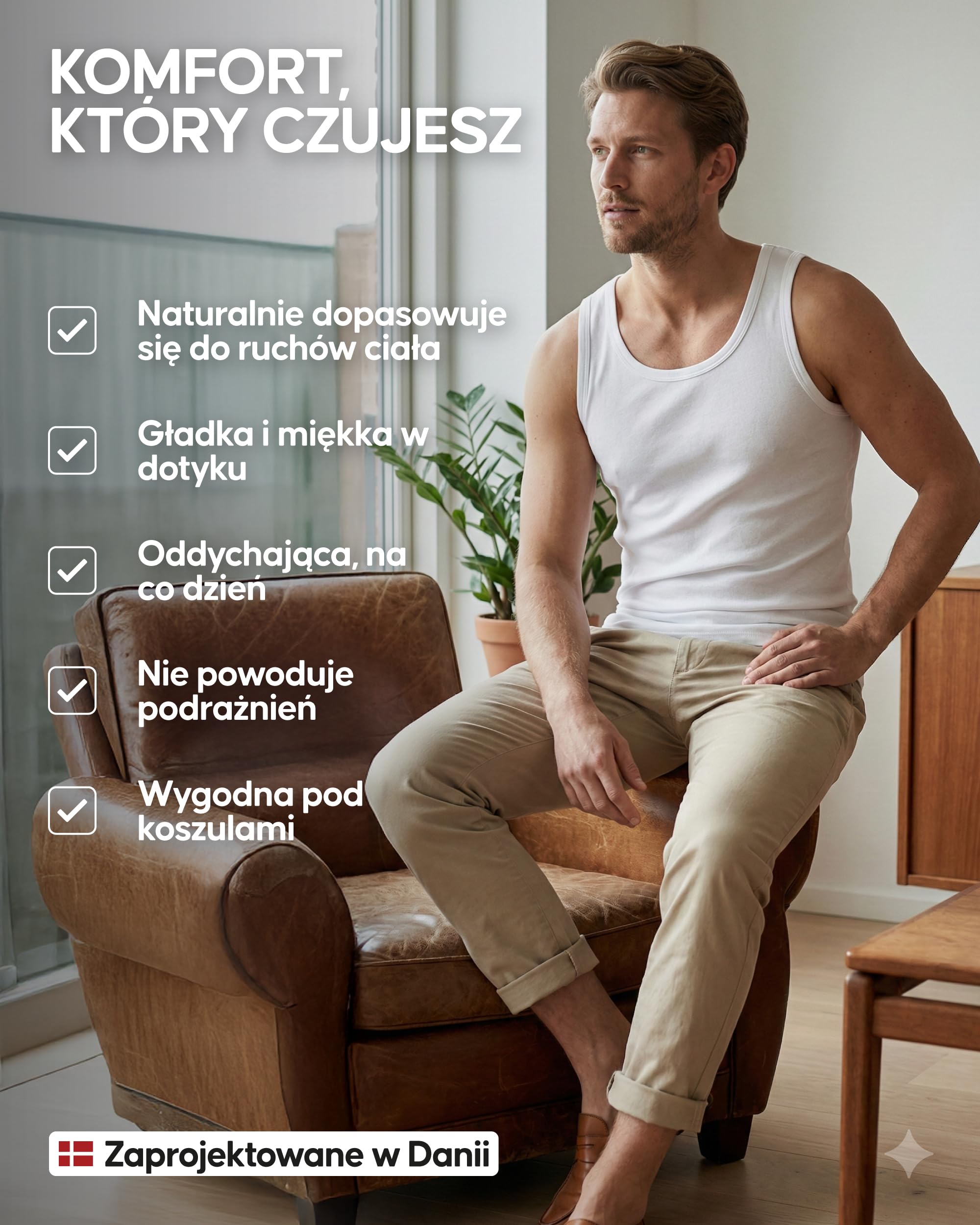 DANISH ENDURANCE Koszulki Męskie, bez Rękawów z 100% Organicznej Bawełny, Podkoszulek na co Dzień, 3-Pak
