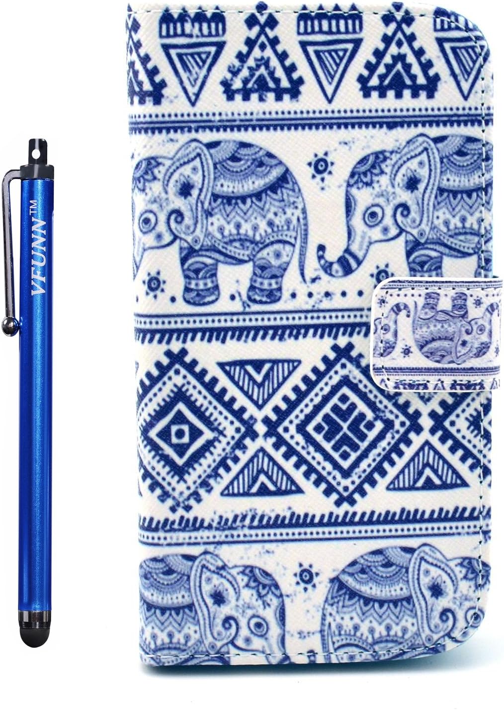 S3 Mini Case,S3 Mini Leather Case,Vfunn Fashion Flip Leather Flip Wallet Case Cover Pouch for Samsung Galaxy S3 Mini SIII Mini (GT-I8190) with 1 Stylus Pen(S3 Mini Leather Case) (Elephant)