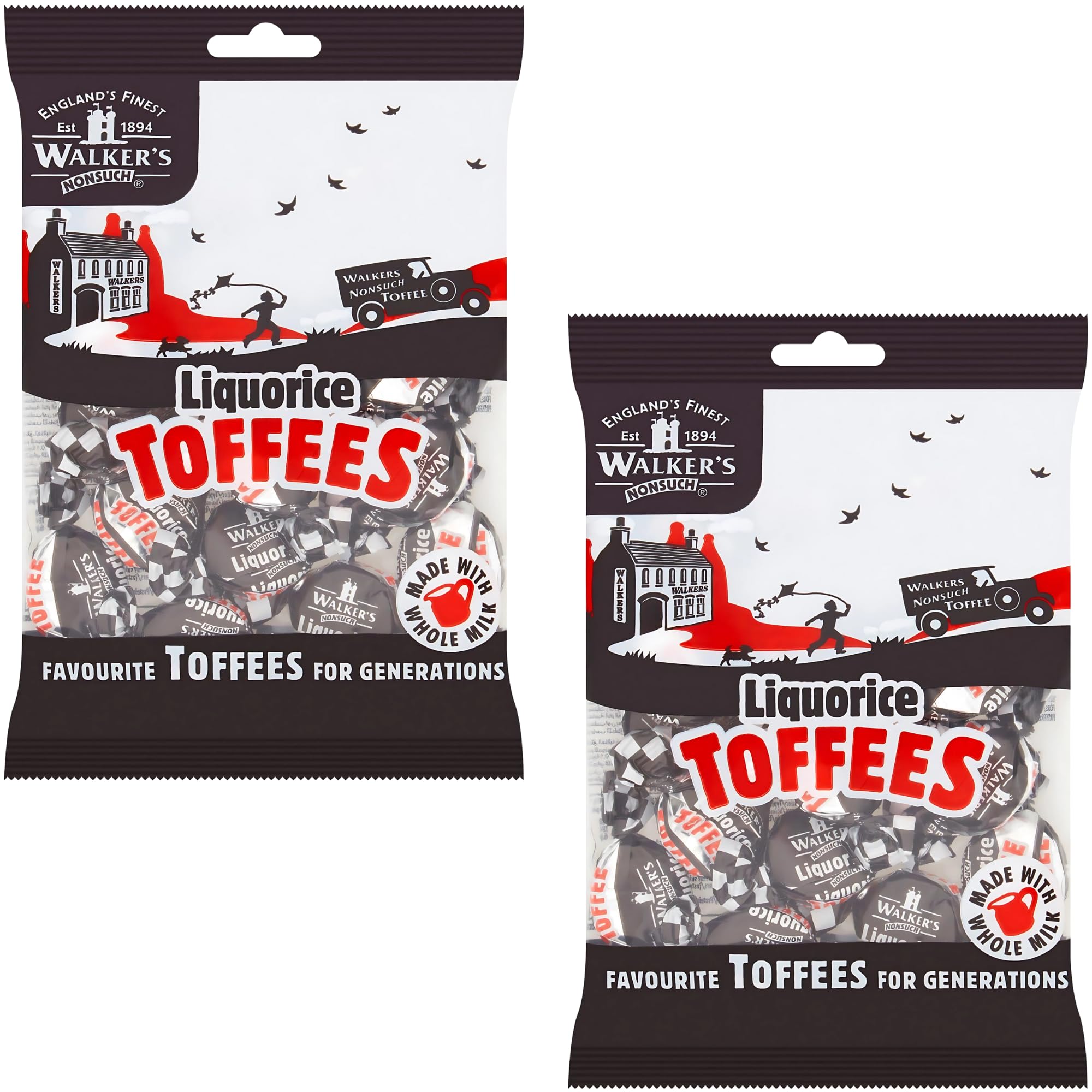 Walkers Nonsuch Liquorice Toffees (150g) - Pack of 2