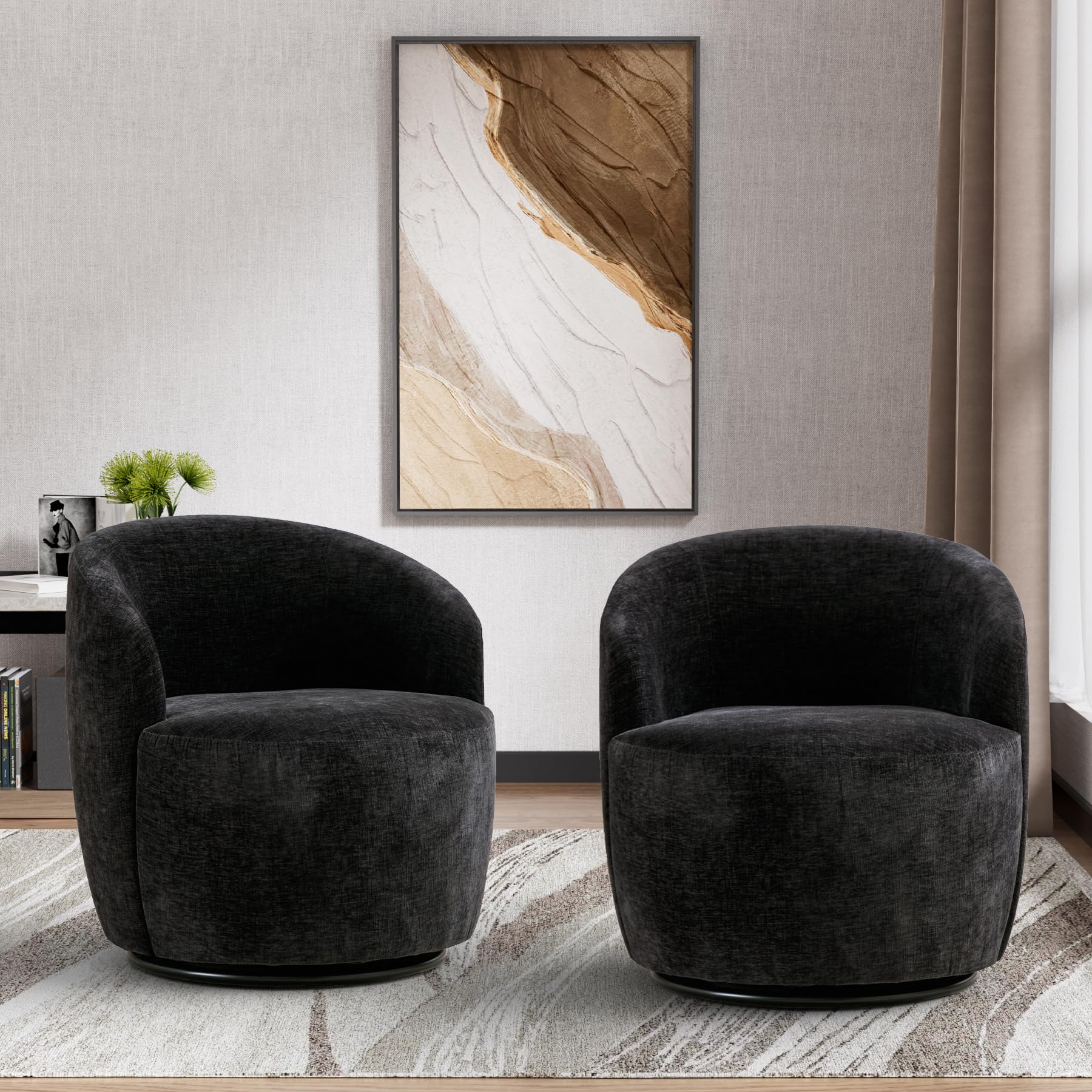Amazon.com: Wrofly Swivel Barrel Chair Set of 2, Modern Boucle Swivel ...