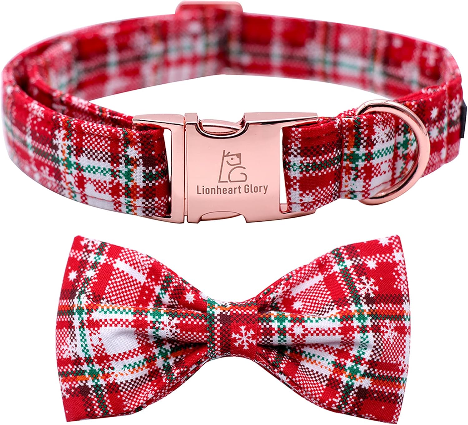 Lionheart glory Collar de perro con lazo ajustable suave para perro con pajarita de Navidad, regalo para mascotas con lazo para perros medianos