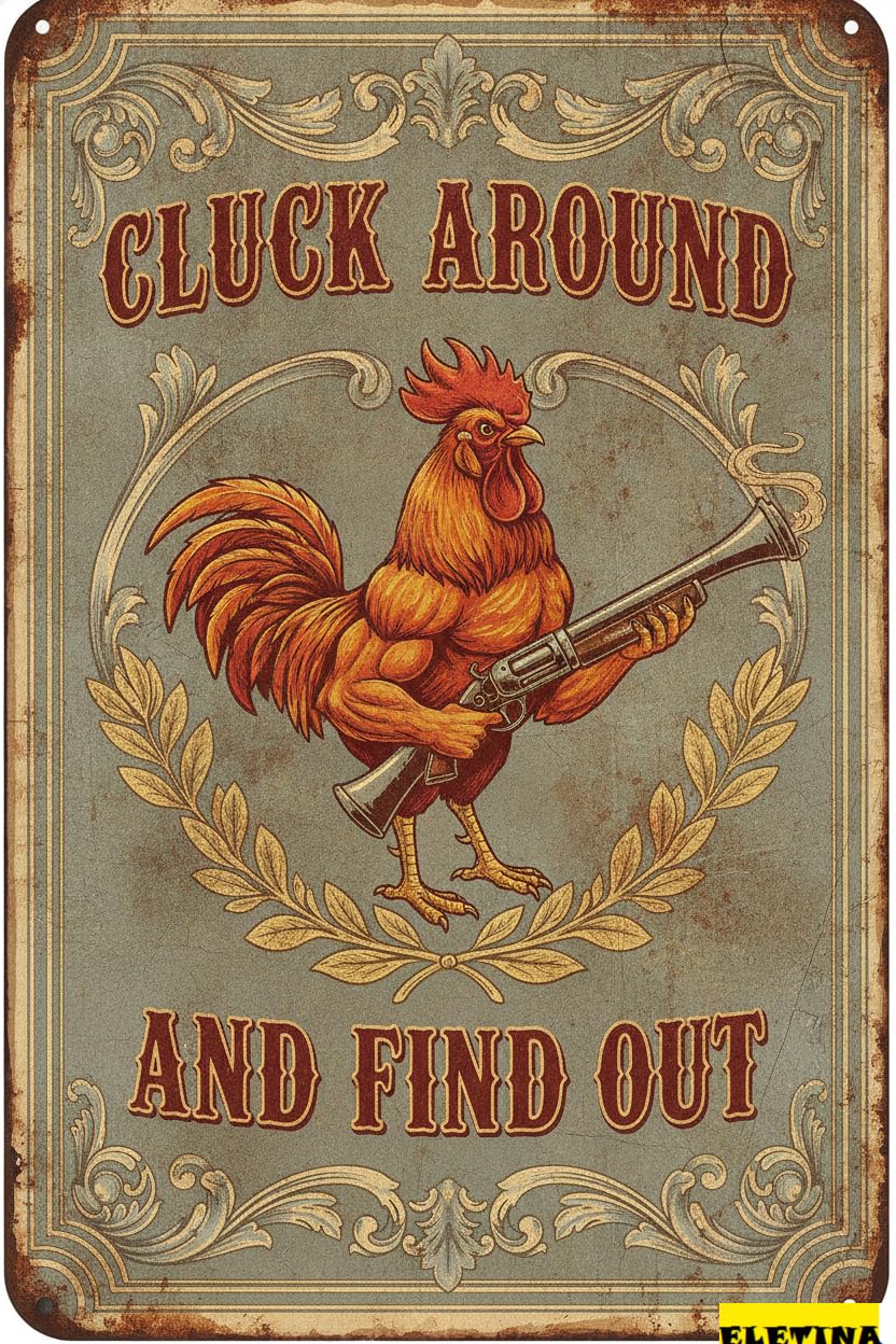 Personalized Sign for Man Cave Funny Chicken S Cluck Around And Find Out Metal Tin Wall Decor Home Chicken Coop Farmhouse Farm Kitchen 8x12in Private Property Decorative