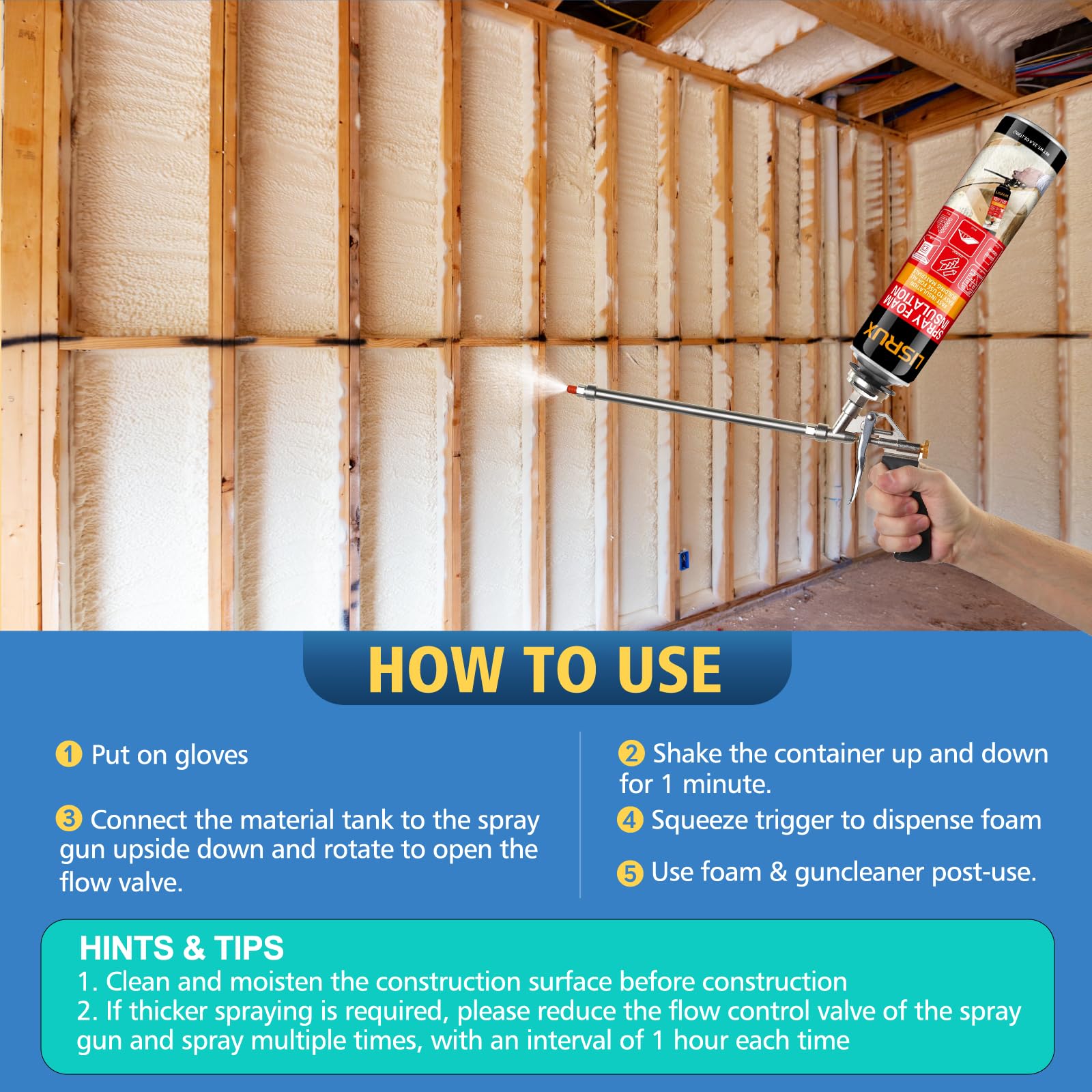Amazon.com: LISRUX Spray Foam Insulation Kit (480 Board Feet