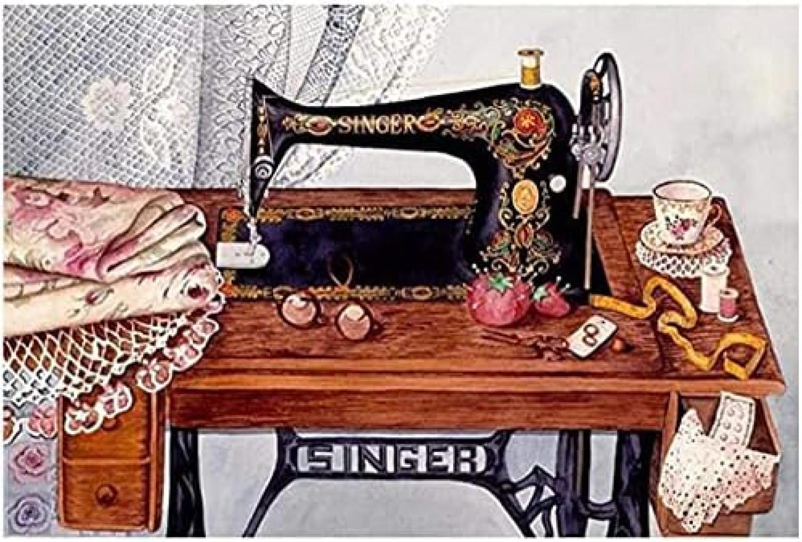 Wingkin Stamped Cross Stitch Kits Sewing Machine 11CT Advanced Pre-Printed Cross-Stitch Pattern Embroidery DIY Beginner Adults Kids Home Decoration （40x50cm）