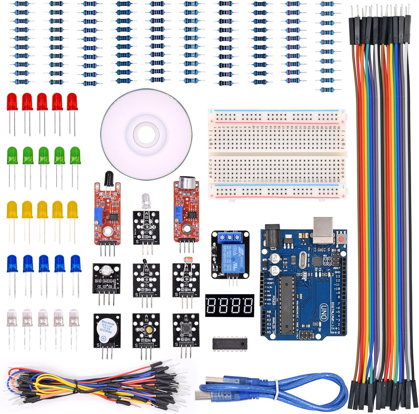 Starter Kit with UNO R3 for arduino Resistor/LED / Jumper Wires/Sensor Module/Breadboard Super Starter Kit with Retail Box