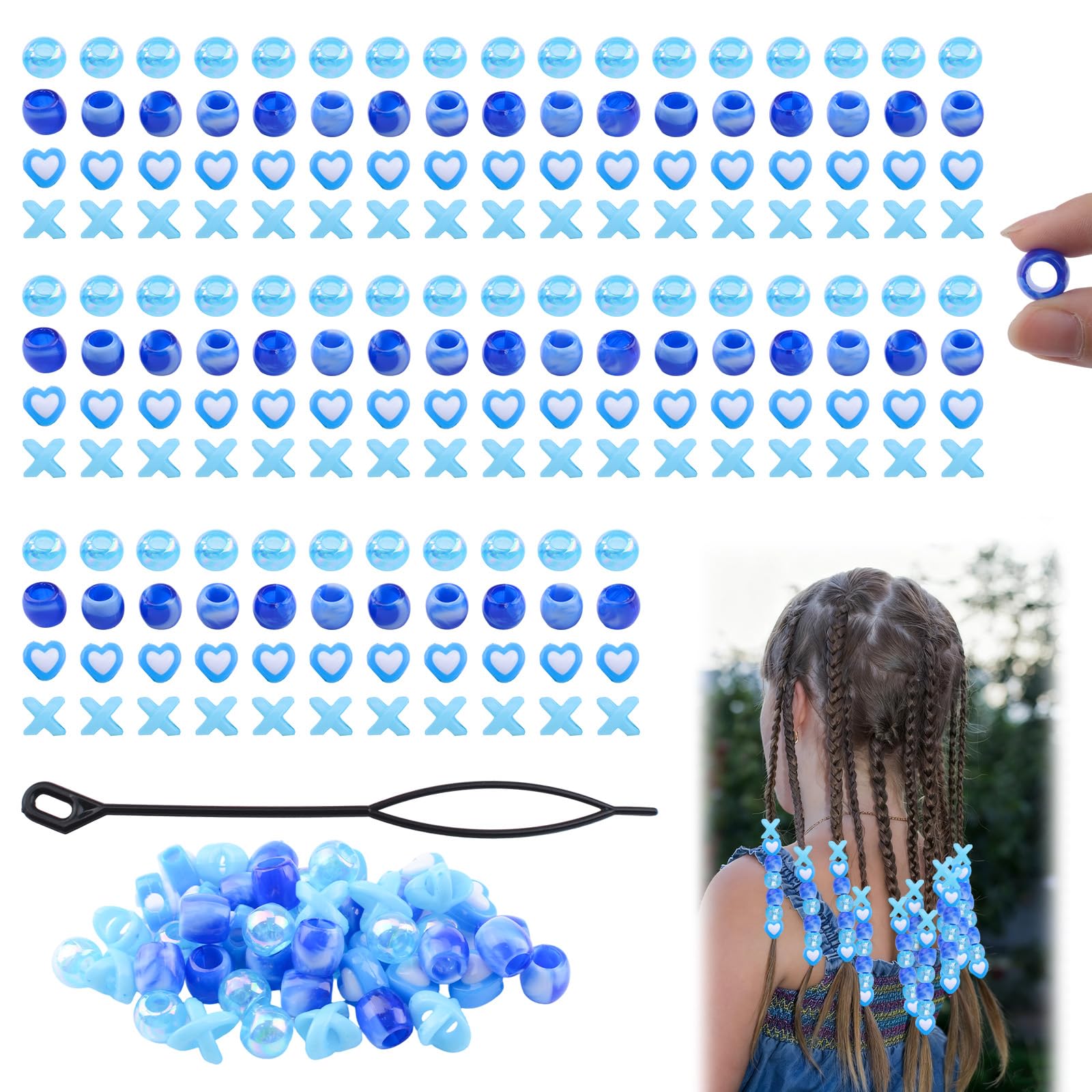 Joyería para trenzas y cuentas de pony azul ideales para festivales y peinados veraniegos