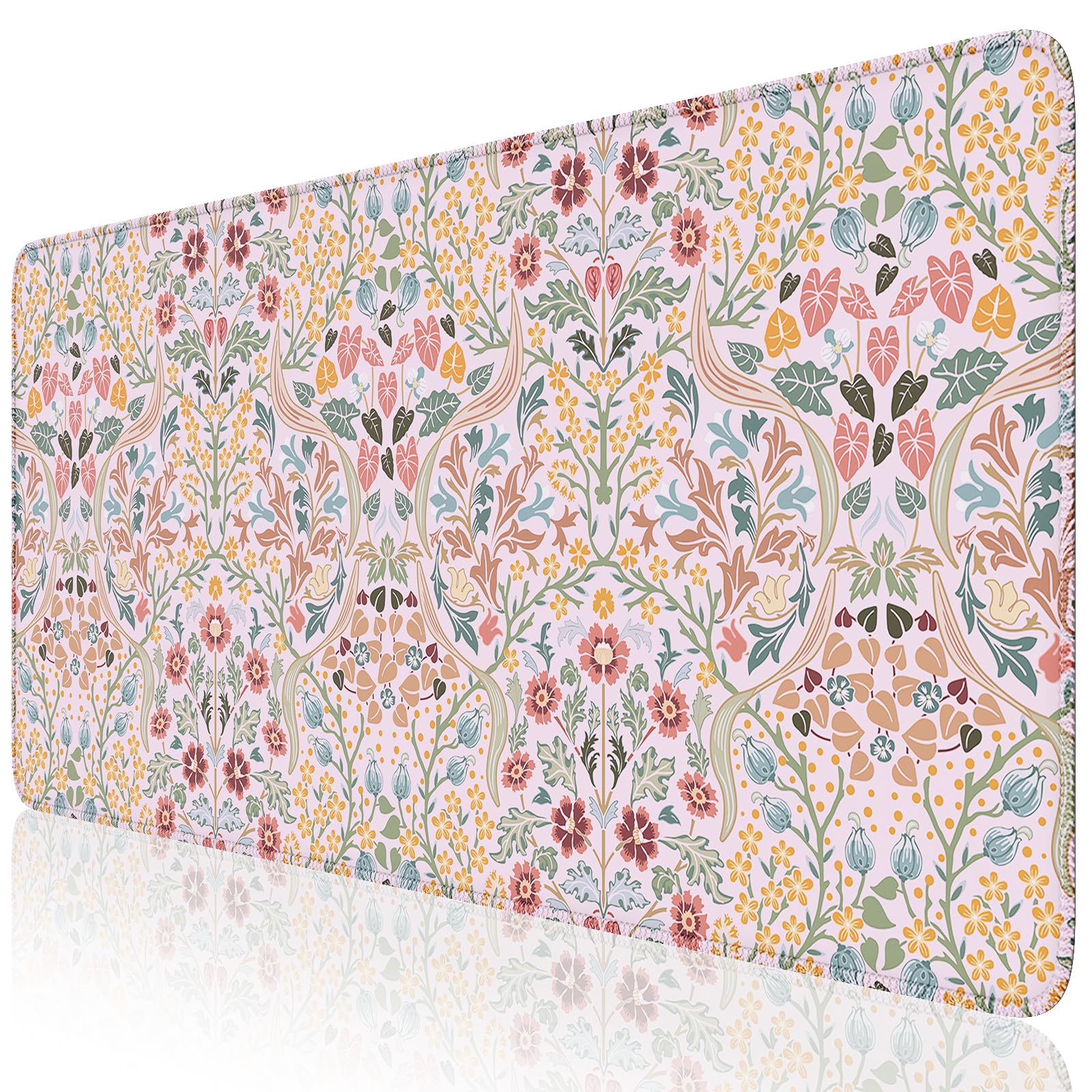 HAOCOO Pink Desk Pad Mat, Non-Slip Keyboard Mats for Desk, Cute Mouse Pad with Stitched Edge, XXL Mouse Pad for Women Office, Home (Pink)