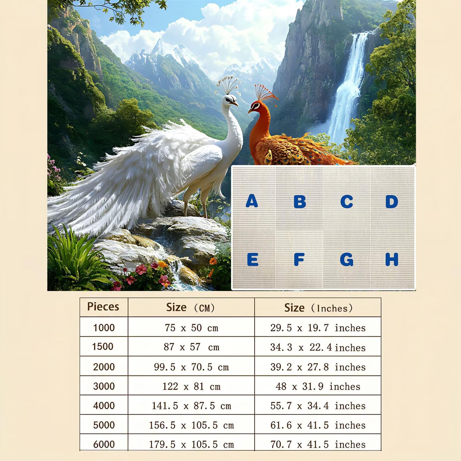 Paon Paysage-2 Puzzle 1000 Pièces pour Adultes, Format 75 x 50 cm, Challenge Casse-Tête de Famille, Loisirs Créatifs et Relaxation, Pièces Robustes avec Lettres au Dos, Décor Murale Salon f0-579