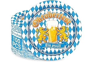 Oktoberfest Plates, 9 IN Oktoberfest Decorations, Disposable Oktoberfest Paper Plates Blue White...