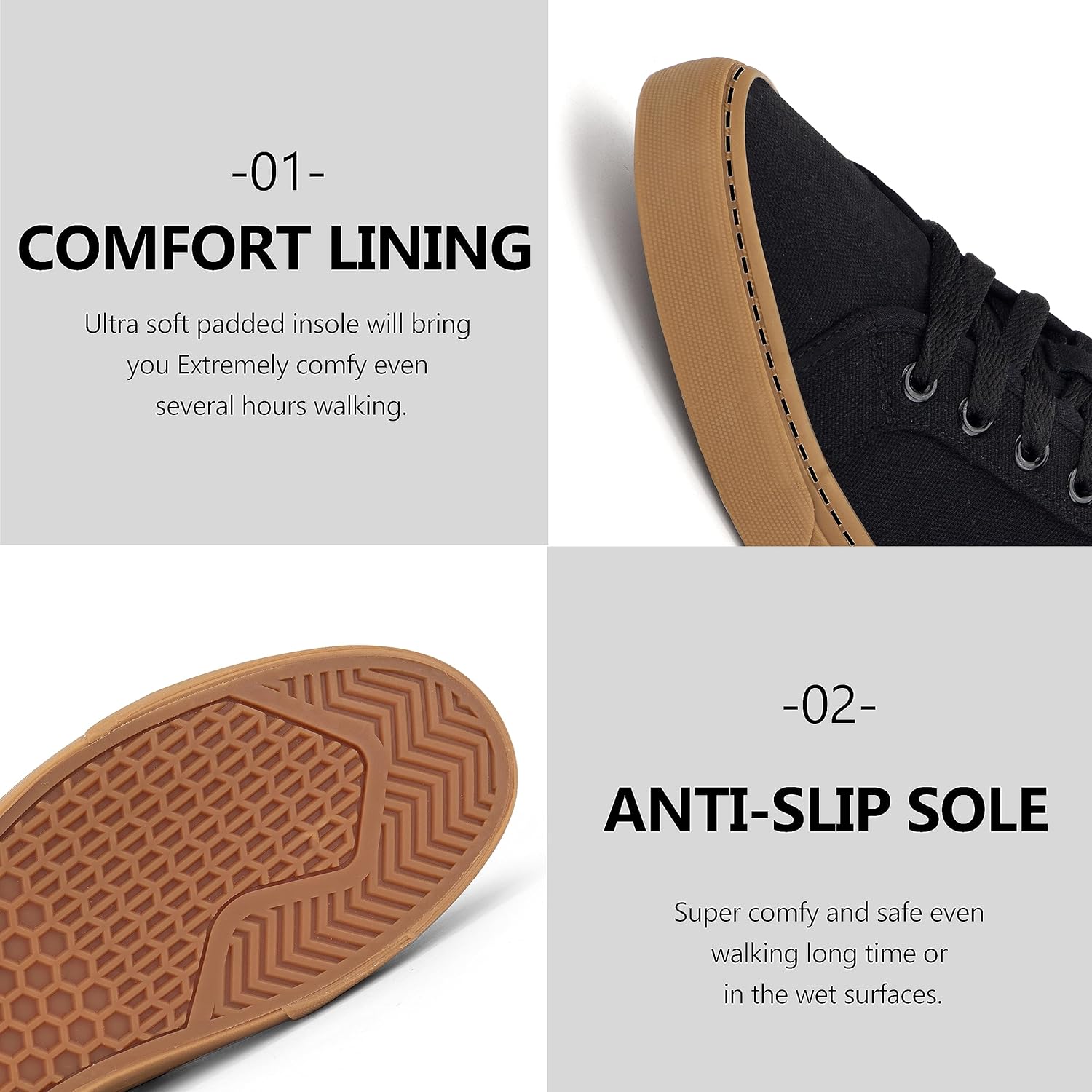 Men's Black Classic Low Top Shoes Canvas Fashion Sneaker with Soft Insole Causal Dress Shoes for Men Comfortable Walking Shoes - Image 7