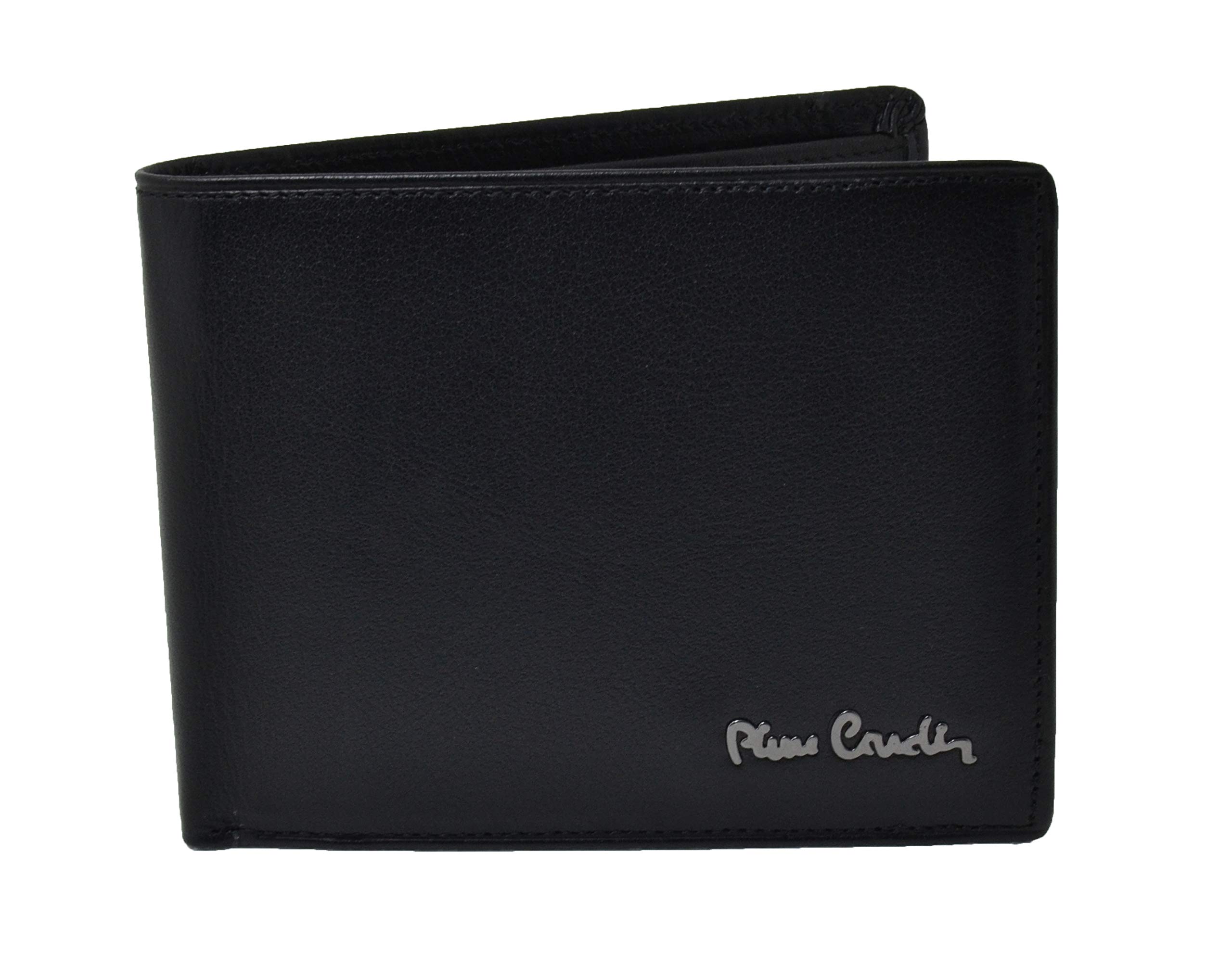Pierre Cardin Portafoglio uomo nero in pelle con portamonete e patta A5524