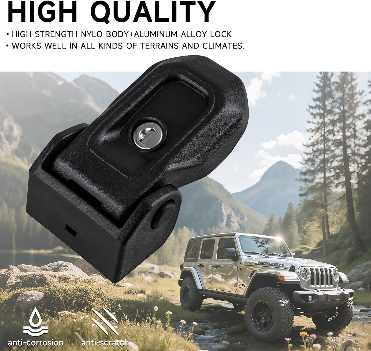 Hood Latches Locking Hood Catch Kit Compatible with Jeep Wrangler JL JLU 2018-2025 / Gladiator JT 2020-2025 (Black)