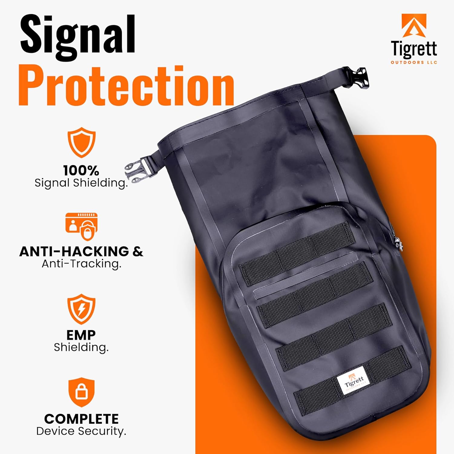 Dry Shield MOLLE Faraday Bag (9.5" x 6" x 2.5"), Signal Blocking, Waterproof & Submersible Tactical Bag with RF Shielding for Electronic Security - Image 2