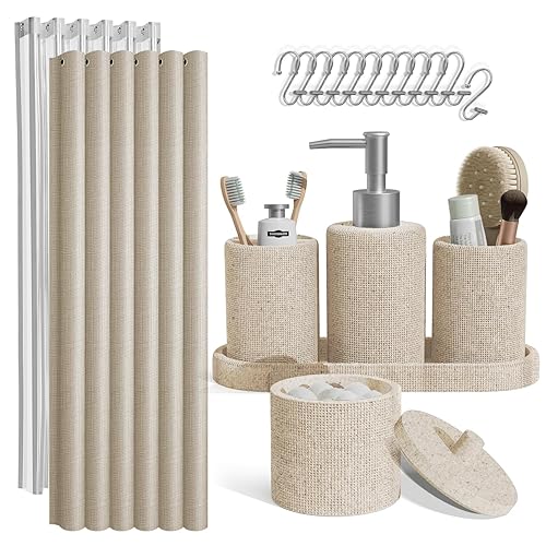 Clara Clark Bathroom Set - Beige Bathroom Accessories Set, 19PC