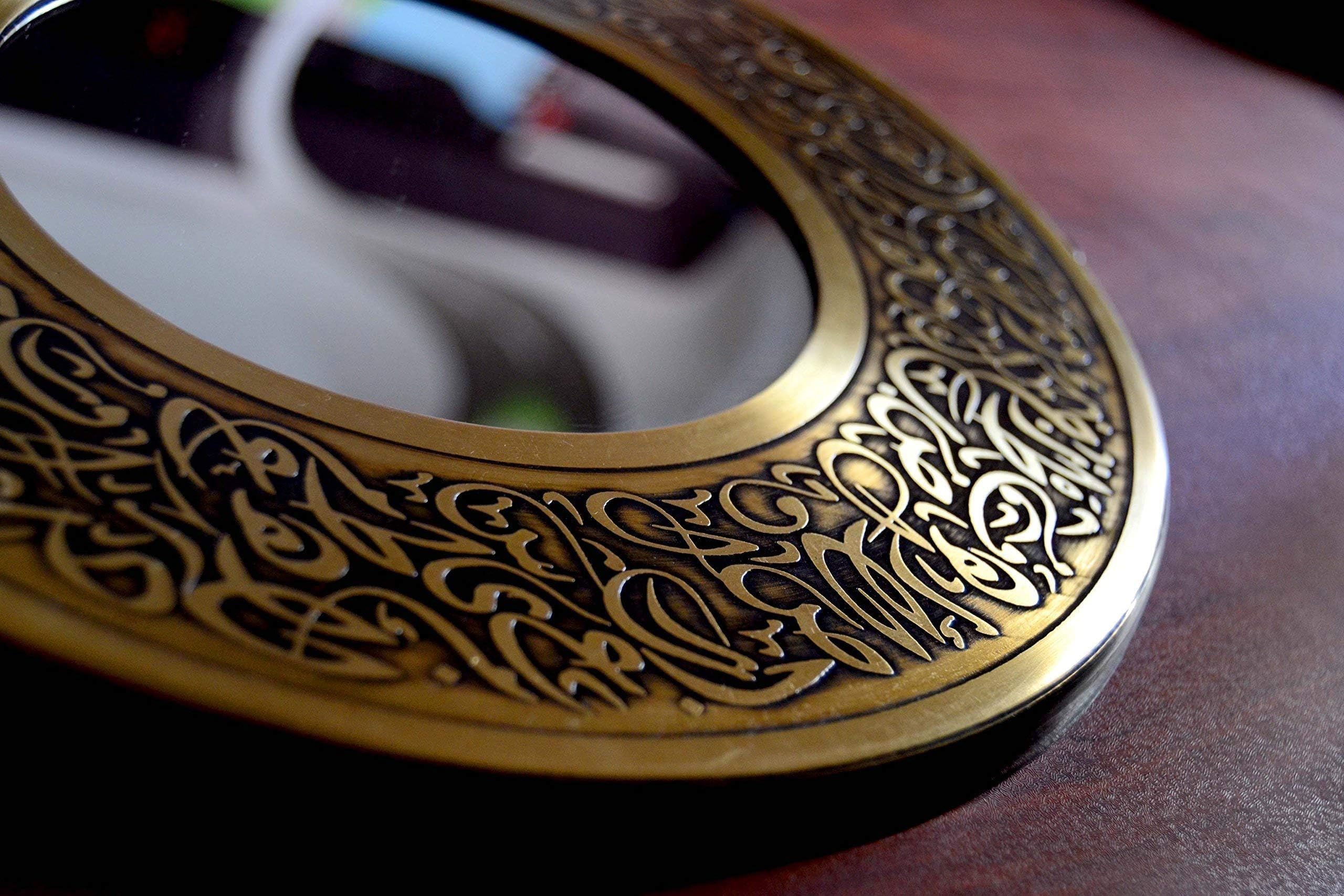 A Beautiful Round Mirror framed with an exotic Moroccan copper frame Home Wall Décor Wall Hanging, Ornate Frame Mirror