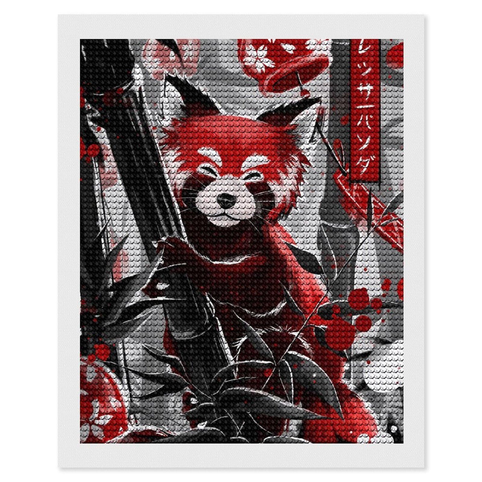 Junmoney Guardian of The Emerald Forest - Red Panda Diamond Art Canvas 16"x20", for Adults, Mindful Craft Activity, Modern Decor, Christmas Gift, Full Kit Included