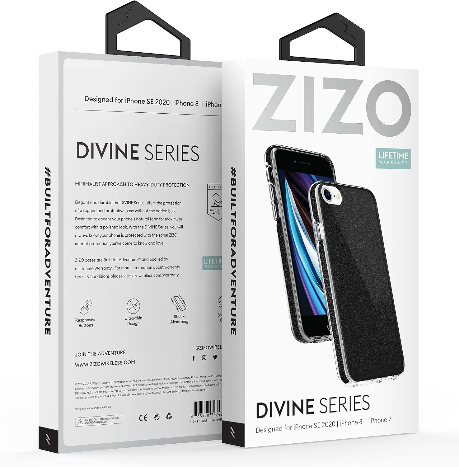Zizo Divine Series for iPhone SE (3rd and 2nd gen)/8/7 Case - Thin Protective Cover - Night Stars