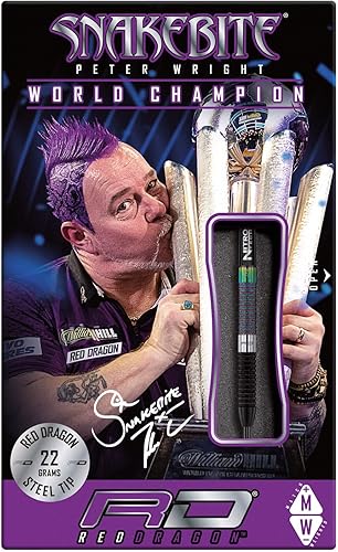 Miniatura 2 de Red Dragon Peter Wright Snakebite World Champion Diamond Fusion SE Juego de dardos profesionales con vuelos y ejes (tallos)