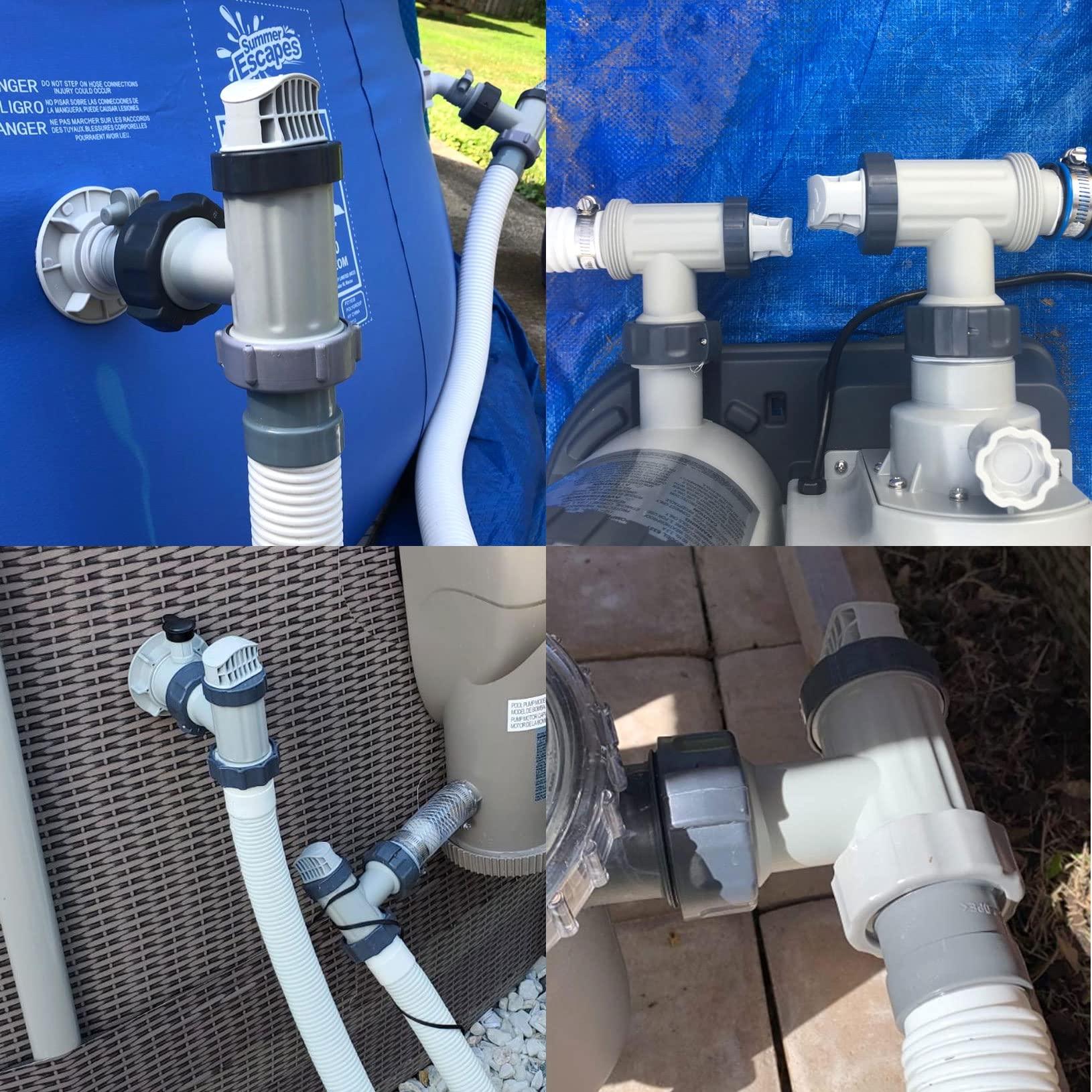 Splter a T per tubo flessibile per piscina con anelli da 3 lri tubo flessibile per pompa per piscina raccordo a T connettore per tubo flessibile per piscina fuori terra per piscina