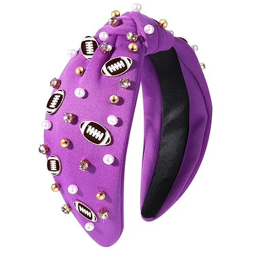 Diadema de fútbol con perlas y diamantes de imitación, diadema anudada divertida, deportes, blanco, rosa intenso, negro, azul, adorno de fútbol con