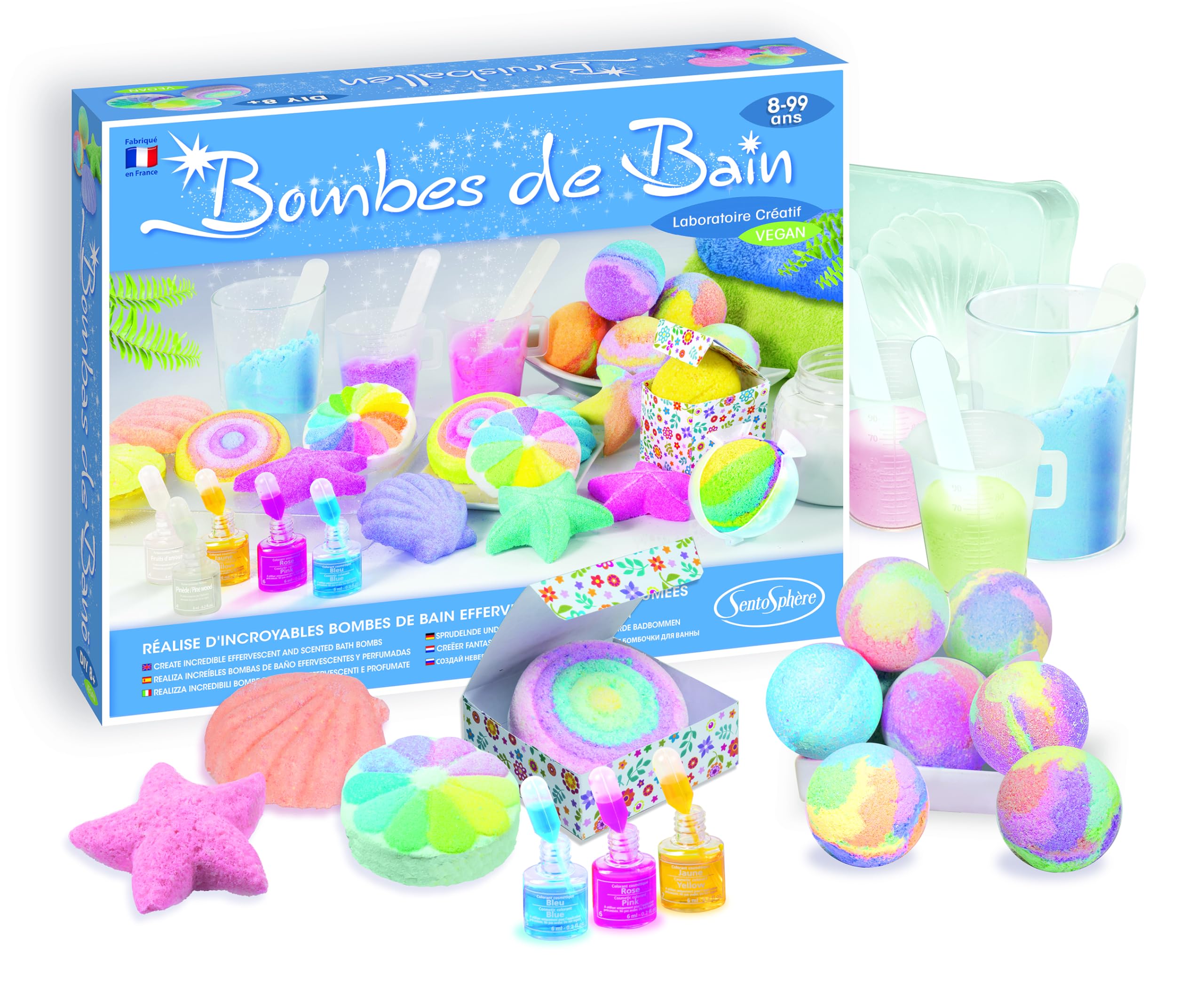 Sentosphère– Bombes de Bain - Création de bombes de bain parfumées ou galets effervescents - Kit DIY Cosmétique - Laboratoire Créatif et scientifique - Fille et Garçon -De 8 à 99 ans -Made in France