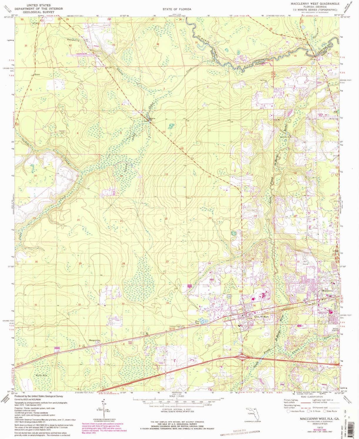 YellowMaps Macclenny West FL topo map, 124000 Scale, 7.5