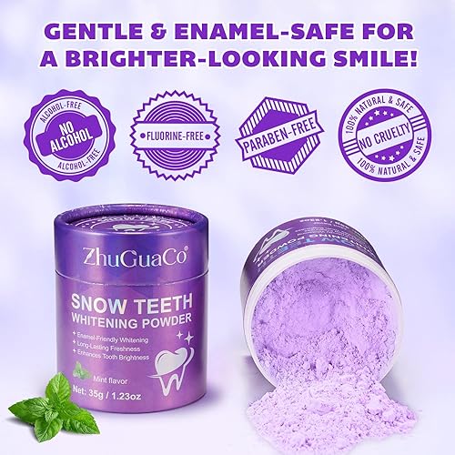 Miniatura 7 de Polvo blanqueador de dientes  Polvo blanqueador de dientes de nieve con fórmula Pap+, sin peróxido, sin sensibilidad y seguro para el esmalte,