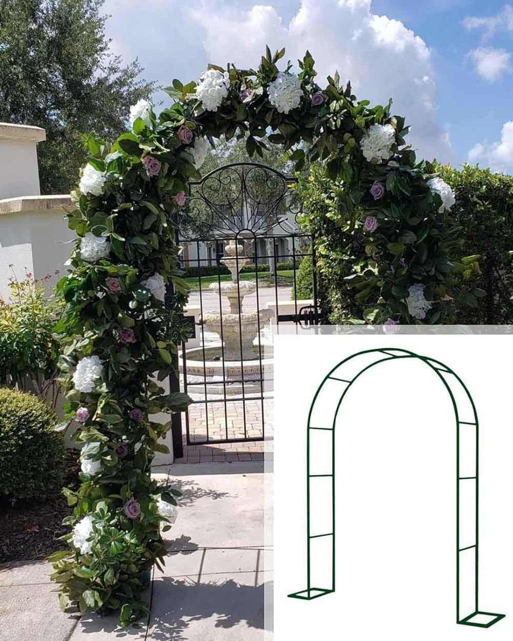 Arc de Jardin Métallique Noir 120cm à 350cm pour Vignes et Roses