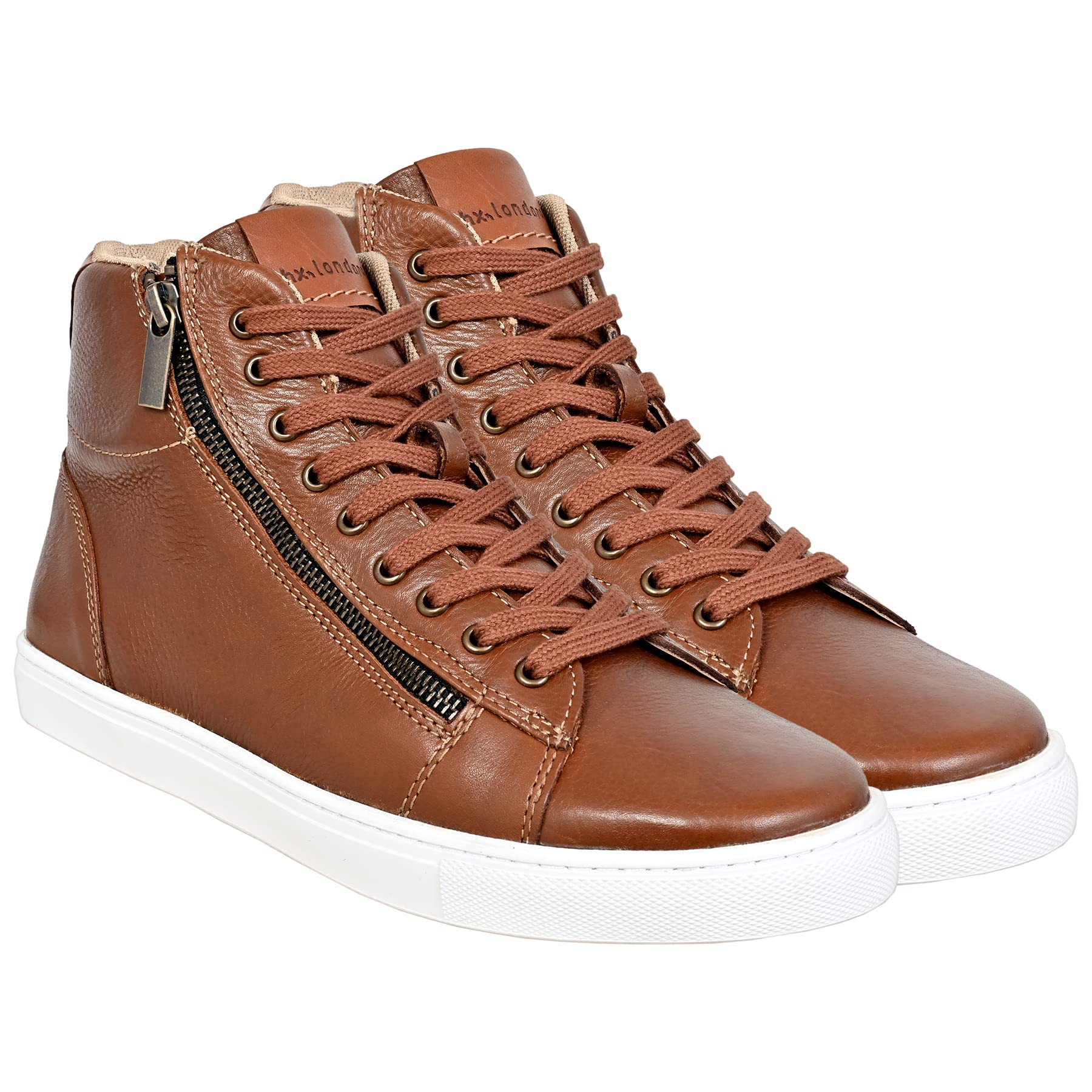 Leather/Suede Zip & LACE-UP MID Ankle Sneakers for Men