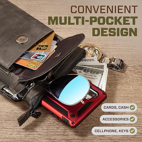 Miniatura 9 de Bolso cruzado de cuero para el hombro del teléfono celular bolso con clip para cinturón