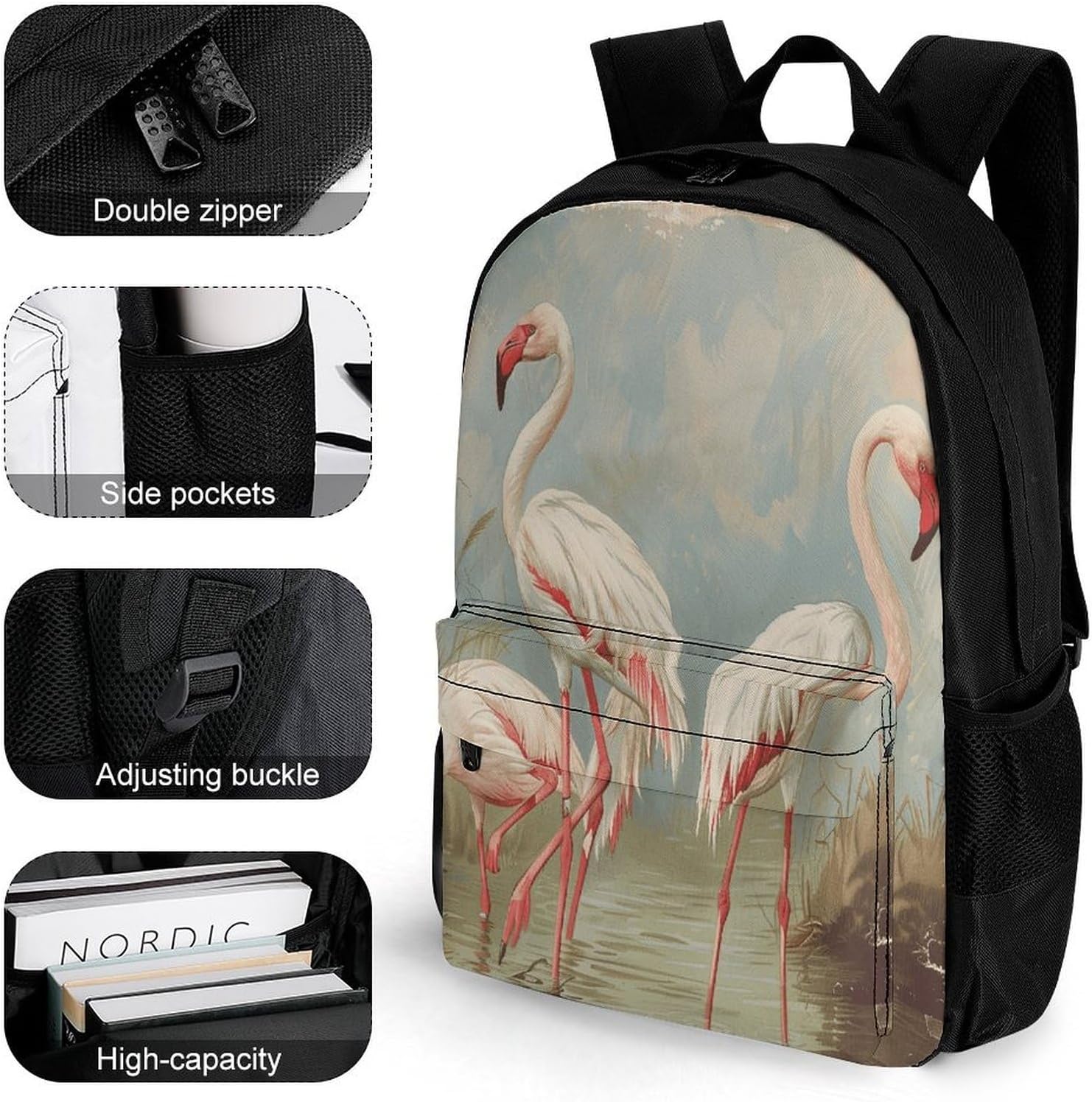 Flamingo in Water Backpack Daypack Travel Backpack | Lightweight Casual Laptop Backpack for Women Men Aesthetic Travel Bag for Weekender Business Hiking Outdoor