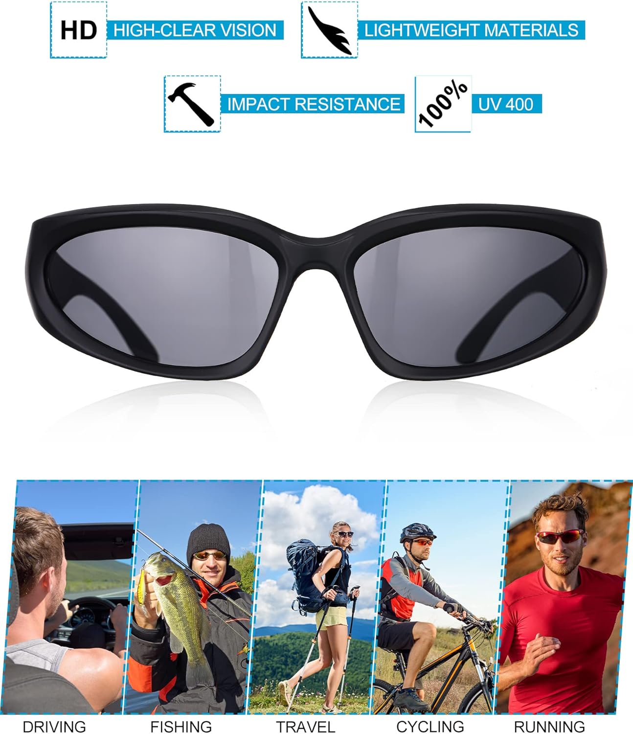 Kingdder 24 Pieces Wrap Around Sports Sunglasses Thick